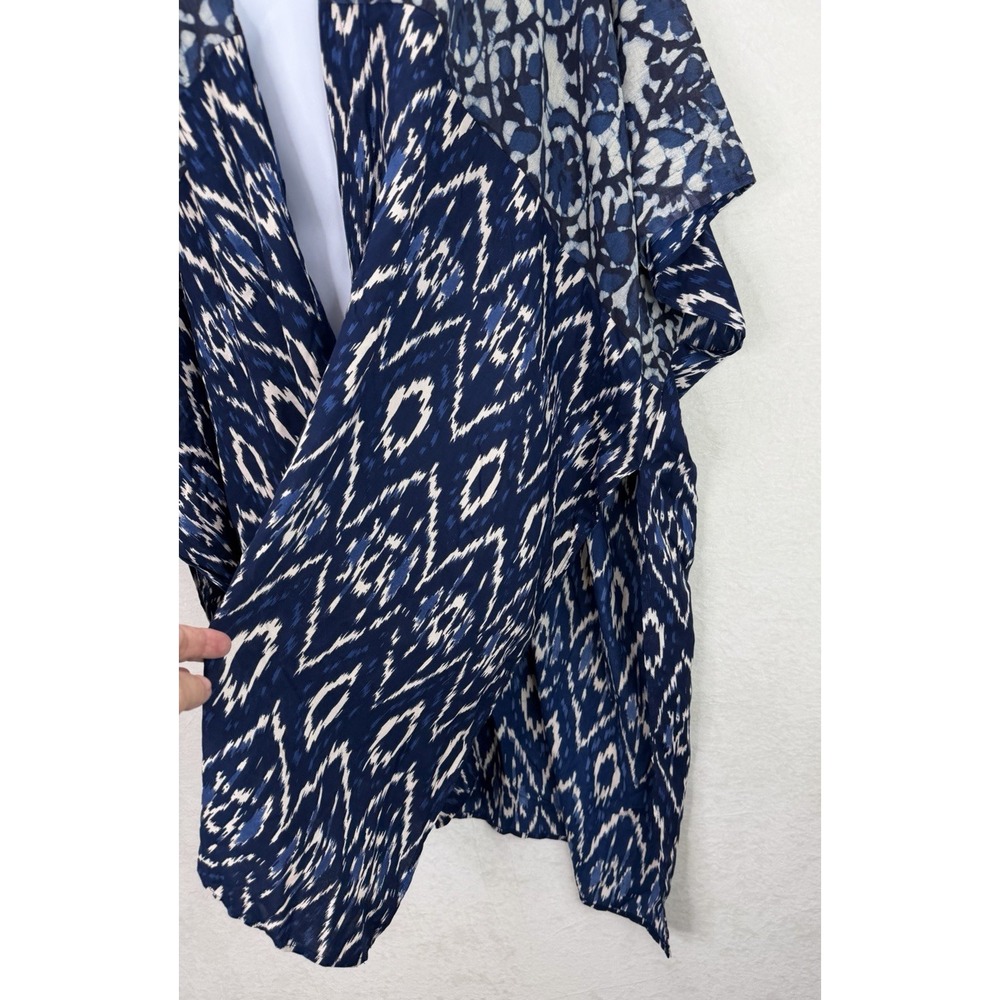 Anthropologie In Our‎ Nature Midnight Kimono Blue Ikat Viscose Size ALL NWT - Picture 4 of 11